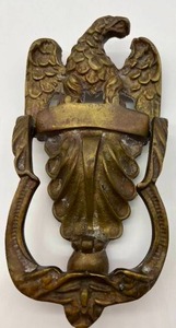 lot 154 image: Antique Heavy Bronze American Eagle Door Knocker Salvage Architectural Doorknocker