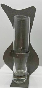 lot 141 image: Vintage 90s Artisan Post - Modern Bud Vase Stainless Steel & Glass