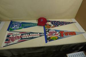 lot 172 image: St Paul Saints Autographed Hat and Vintage Pennants