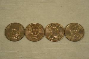 lot 208 image: 4 US Presidential Dollar Coins - Adams, Van Buren, Monroe, Jackson