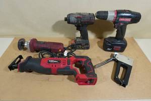 lot 215 image: Assorted Tools - Impact Driver, Drill, Grinder
