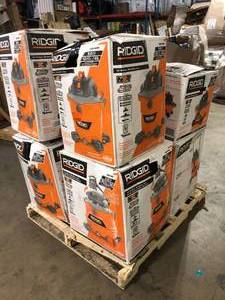 Pallet of Assorted Ridgid WetDry Shop Vacs Various Sizes and Conditions Customer Returns See Pictures