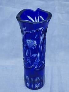 lot 103 image: Blue Bavarian Glass Cut Rose Pattern