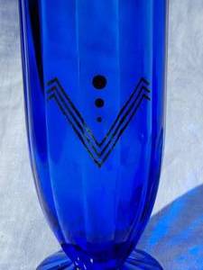 lot 131 image: Art Deco Cobalt Blue Vase and Candleholder