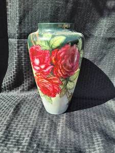 lot 117 image: Belleek Willets Handpainted Cabbage Rose Vase
