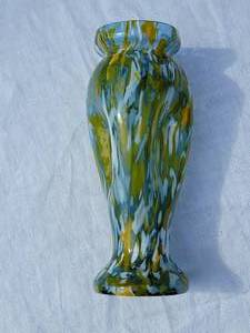 lot 59 image: Czech Grey Vase with Mottled White and Mustard