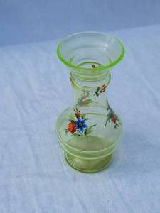 lot 58 image: Czech Uranium Rosette Embellished Vase