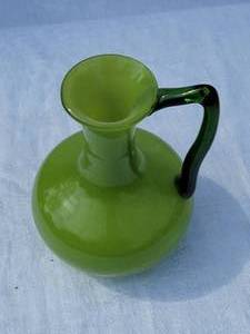 lot 57 image: Czech Art Glass Avocado Green Ewer