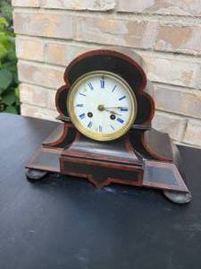 lot 64 image: French 8 Day Ebonized Mantel Clock from Victor Reclus