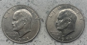 lot 10 image: Two Ike Dollars - 1971 & 1971-D