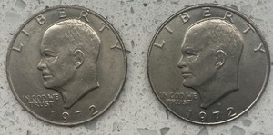 lot 13 image: Two Ike Dollars - 1972 & 1972-D