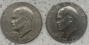 lot 16 image: Two Ike Dollars - 1974-D & 1976-D
