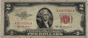 lot 53 image: 1953 A $2 Federal Note - A51272362A