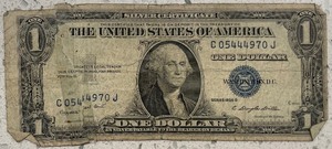 lot 45 image: 1935 G $1 Silver Certificate - C05444970J