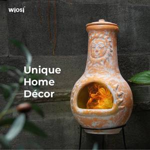 lot 30 image: Wiosi Medium Chiminea Outdoor Fireplace Terracotta