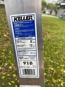 lot 202 image: Eight Foot Keller Aluminum Ladder Model 918