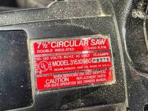 lot 252 image: Craftsman 7.5 Inch Circular Saw with Case Model 315.10960