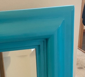 lot 91 image: Bright and Beautiful Teal Framed Wall Mirror