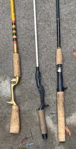 lot 197 image: Three Fishing Poles by Bass Outdoor America and Eagle Claw