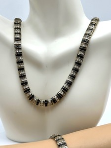 lot 266A image: Sterling, Sapphire and Rhinestone Necklace and Bracelet Set