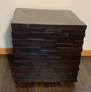 lot 156 image: Rustic Wood Style Carved Storage Table
