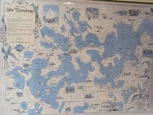 lot 104 image: Large Framed Map of Lake Minnetonka