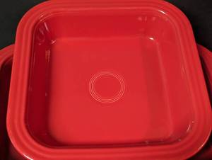 lot 112 image: Pair of Red Fiesta Casserole Dishes