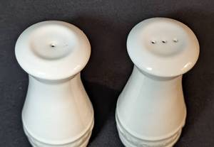 lot 128 image: Le Creuset White Ceramic Salt and Pepper Shakers