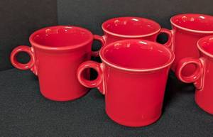 lot 113A image: Red Fiesta Coffee Mugs