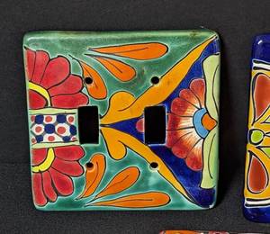 lot 290 image: Colorful Ceramic Wall Switch Plates