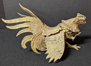 lot 293 image: Pair Brass Rooster Figurines