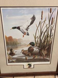 lot 296 image: Pair of Framed Duck Print by Leo Stans