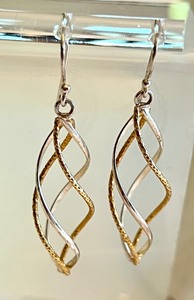 lot 433 image: Pair of 14k Earrings and Pair of Sterling Silver Earrings