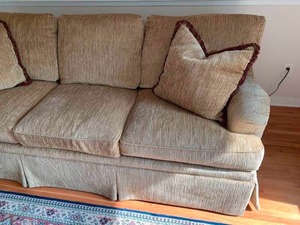 lot 9 image: Henredon Golden Brown Corduroy Sofa