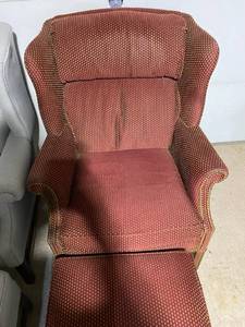 lot 71 image: Wingback Chairs wFootstools