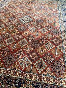 lot 26 image: 7 ft. 8 in. x 5 ft. 8 in. Rug in Warm Red Tones, Navy, Tan and other accents