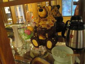 lot 146 image: Bear shaped cookie jar, stainless s...