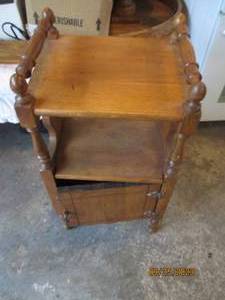 lot 172 image: Ornately carved wood side table wit...