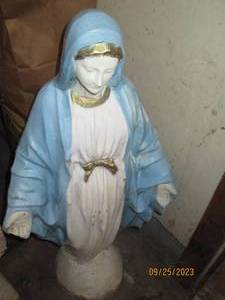 lot 16 image: Cement Mary lawn ornament...