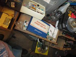 lot 30 image: Wood shop desk with a huge variety of content