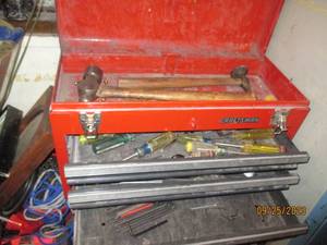 lot 34 image: 3-drawer metal Craftsman lift top t...