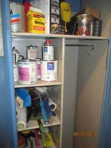 lot 36 image: Locker style shop cabinet with pain...