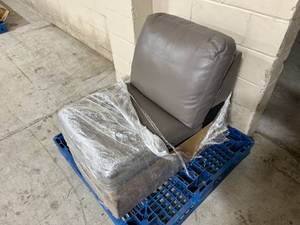 lot 65 image: Macys Leather Armless Chair Valencia Pewter Series