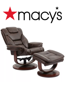 lot 6 image: Macys Faringdon Leather Euro Chair & Ottoman