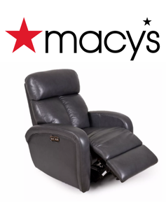 lot 7 image: Macys Criss Leather Power Recliner with Power Headrest and USB Power Outlet