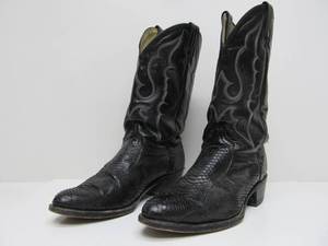 lot 39 image: Abilene Mens Black LeatherSnakeskin Cowboy Boots - Size 11D