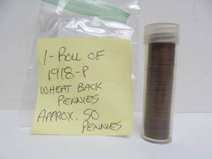 lot 75 image: Roll of 1918-P Wheat Pennies
