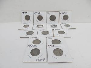lot 76 image: Lot of 15 Liberty Head V-Back Nickels - Consecutive Run 