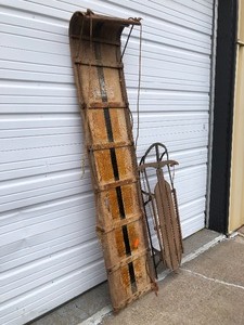 lot 140 image: 2 Vintage wooden Snow Sleds