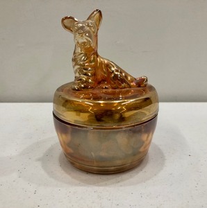 lot 152 image: Vintage Jeanette Marigold Glass Scottie Dog Candy Dish